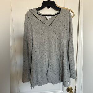 GUC j Jill gray tunic hoodie with black polka dots, size small